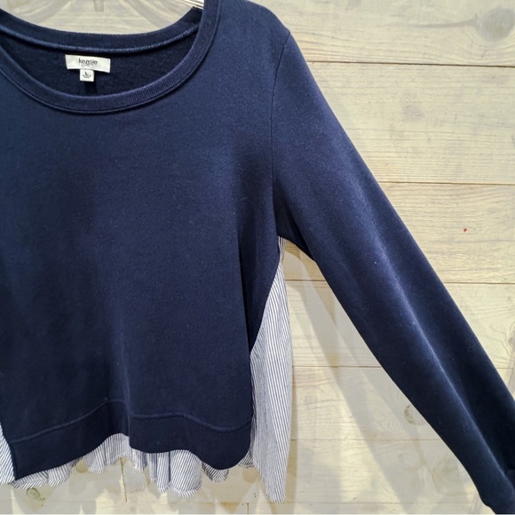 Kensie navy pinstripe crew neck faux layered sweatshirt - Picture 3 of 6